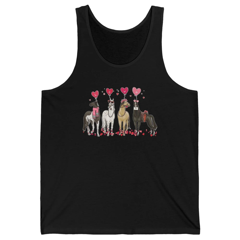 Cute Horse Valentine's Day Horses Cowgirl Rodeo Howdy Western Country Heart Love Balloon Unisex Jersey Tank