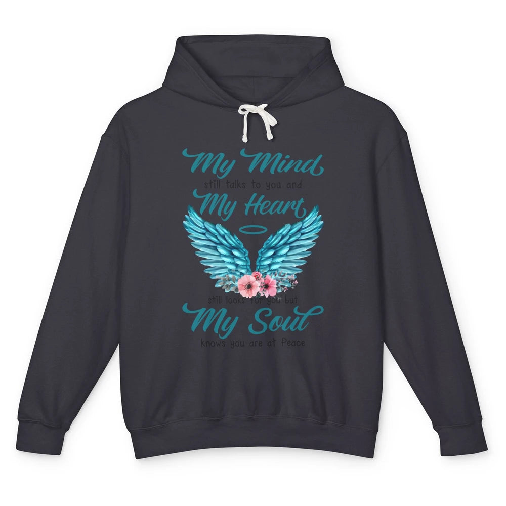 Mom Dad In Heaven My Minds Still Talks To You Memorial Gift Unisex Lightweight Hoodie