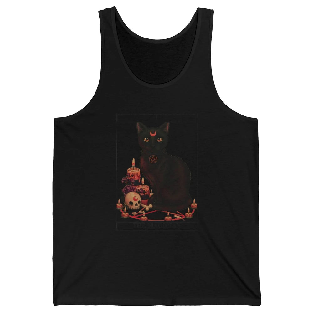 Retro Halloween Gothic Cat The Magician Tarot Witchcraft Unisex Jersey Tank