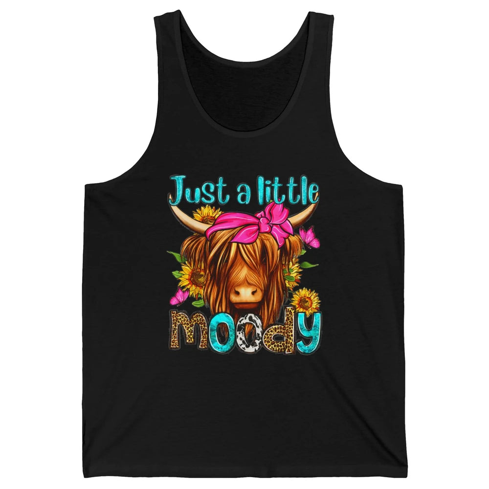 Just Little Moody Cute Western Highland Cow Heifer Sunflower Unisex Jersey Tank