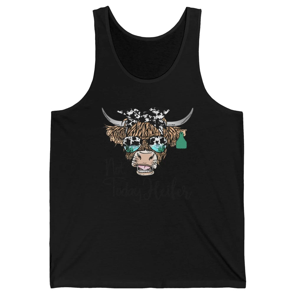 Highland Cow Bandana Cowhide Not Today Heifer Western Animal Unisex Jersey Tank