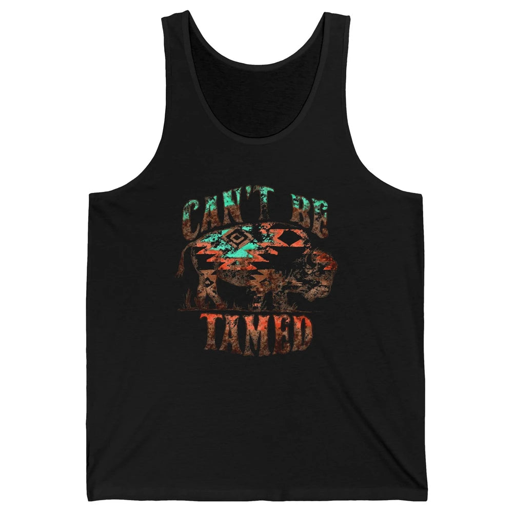 Retro Buffalo Aztec Can't Be Tamed Western Country Highland Unisex Jersey Tank