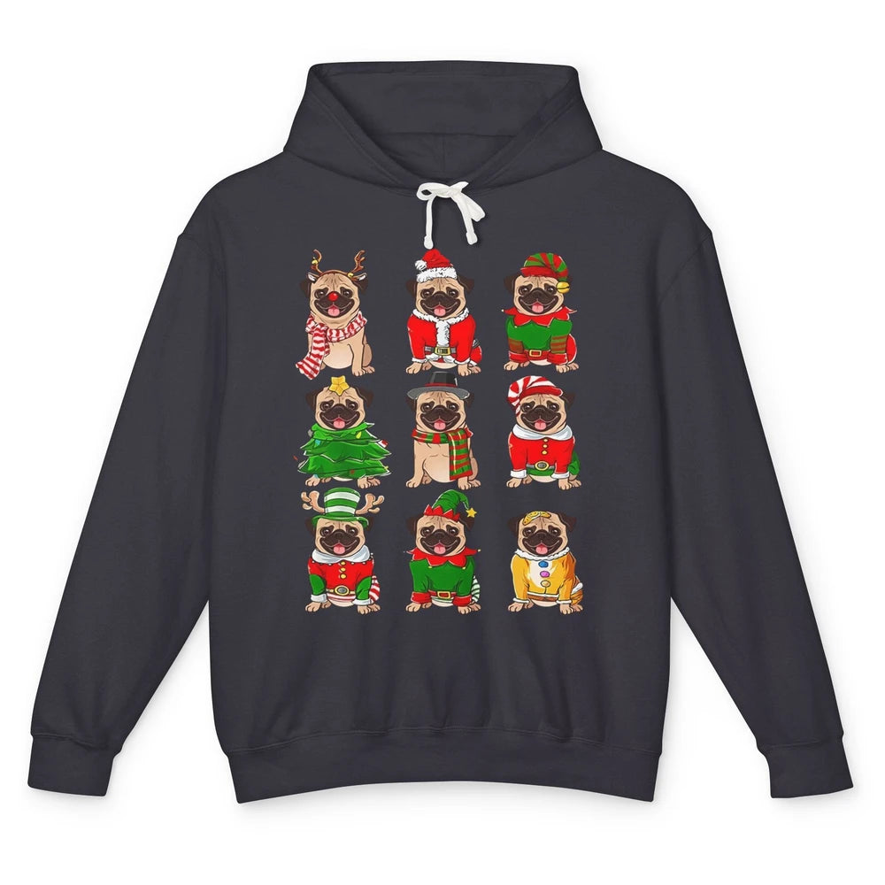 Pug Collection Christmas Santa Pug Dog Christmas Pugmas Unisex Lightweight Hoodie