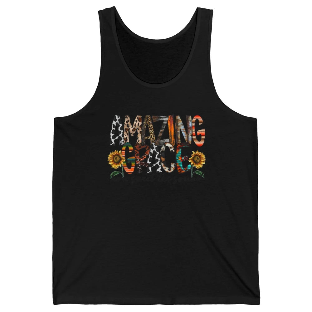 Leopard Amazing Grace How Sweet The Sound Christian Western Unisex Jersey Tank