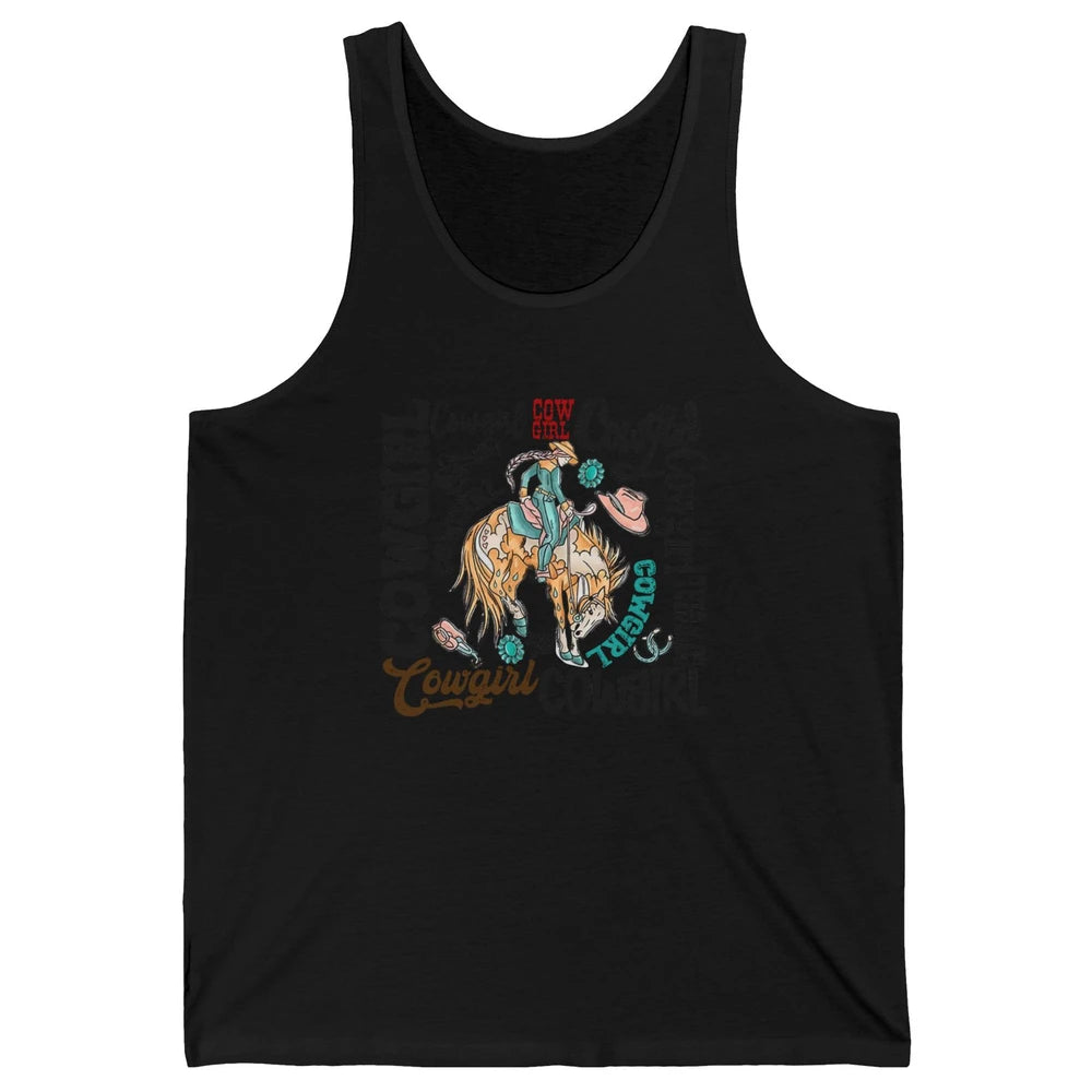 Retro Cowgirl Rodeo Wild Western Country Cowboy Hat Unisex Jersey Tank