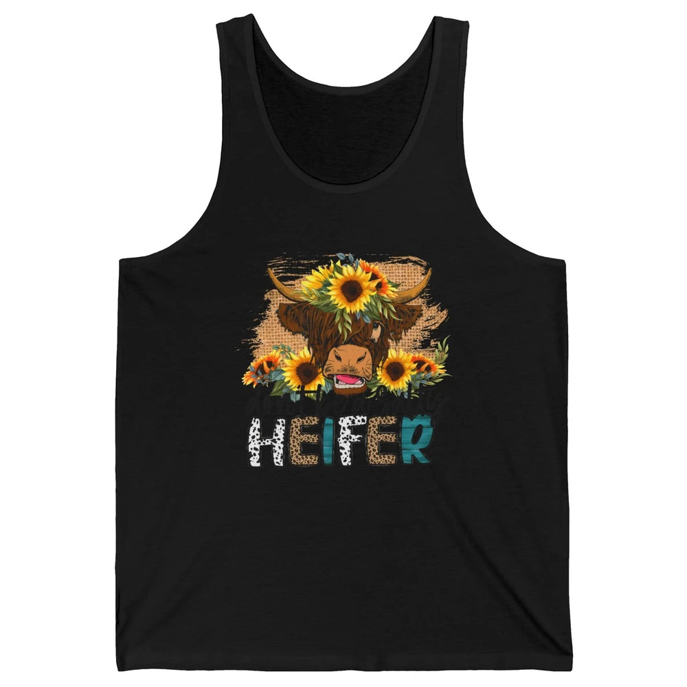 Sunflower Highland Cow Don't Be A Salty Heifer Western Farm Unisex Jersey Tank