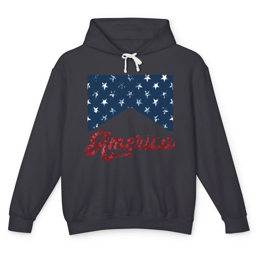 Retro America 4th Of July Independence Day Western Patriots Unisex Lightweight Hoodie
