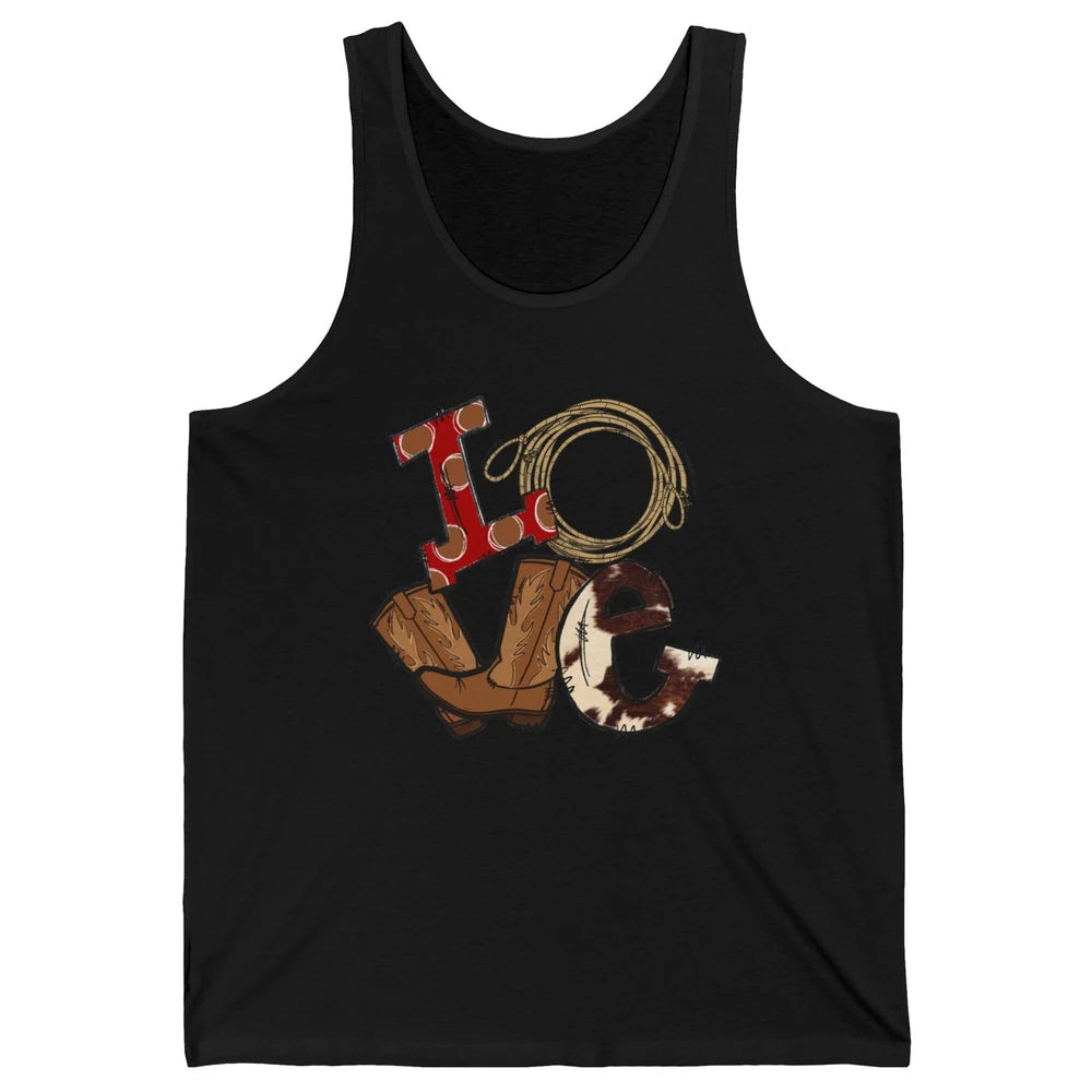 Retro Love Rodeo Cowboy Boots Lasso Western Country Cowgirl Unisex Jersey Tank