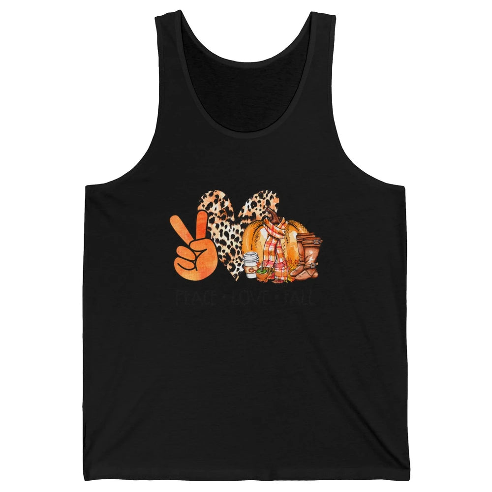 Peace Love Fall Pumpkin Spice Fall Halloween Thanksgiving Unisex Jersey Tank