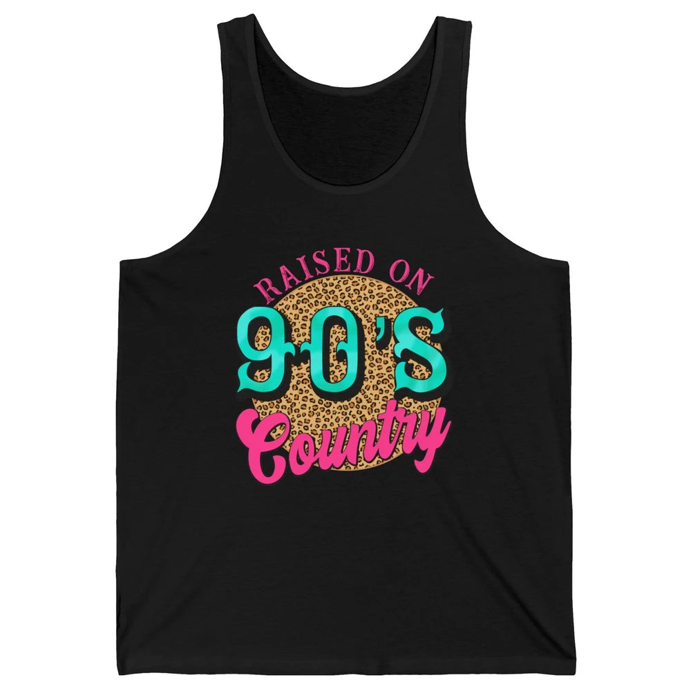 Retro Leopard Raised On 90s Country Birthday Western Country Unisex Jersey Tank