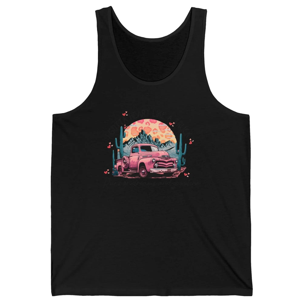 Retro Desert Cactus Got A Heart Like Truck Western Valentine Unisex Jersey Tank