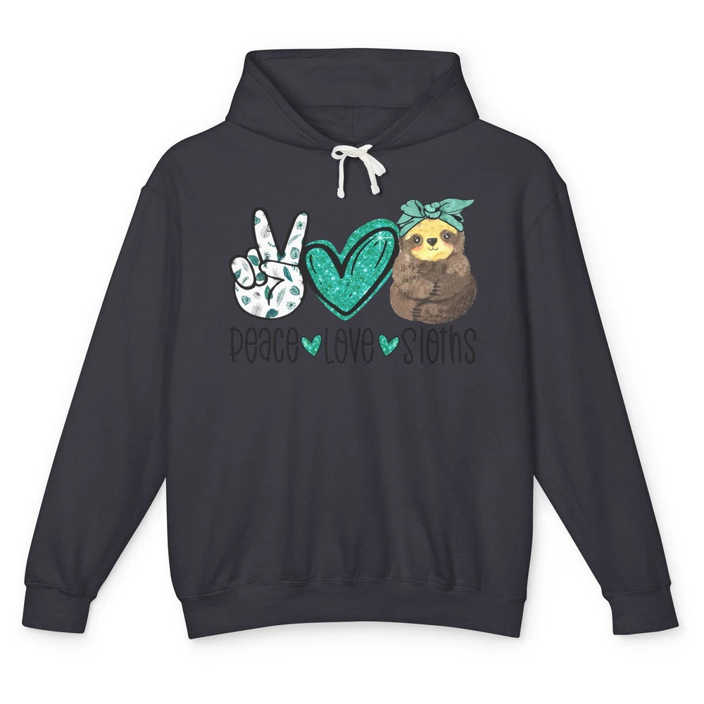 Peace Love Sloths Cute Baby Sloth With Bandana Sloth Lovers Unisex Lightweight Hoodie