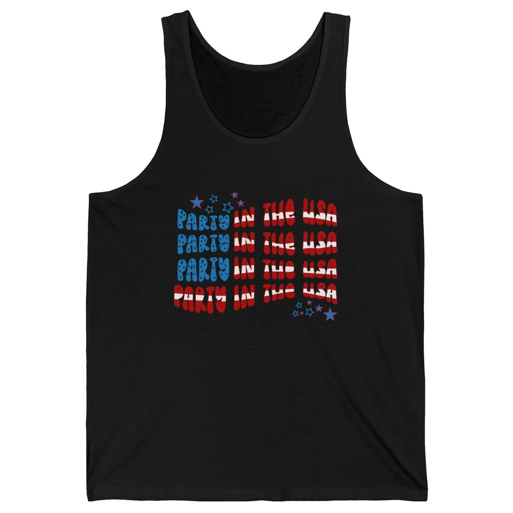 Retro July 4th Party In The USA Retro Stripe Star US Patriot Unisex Jersey Tank