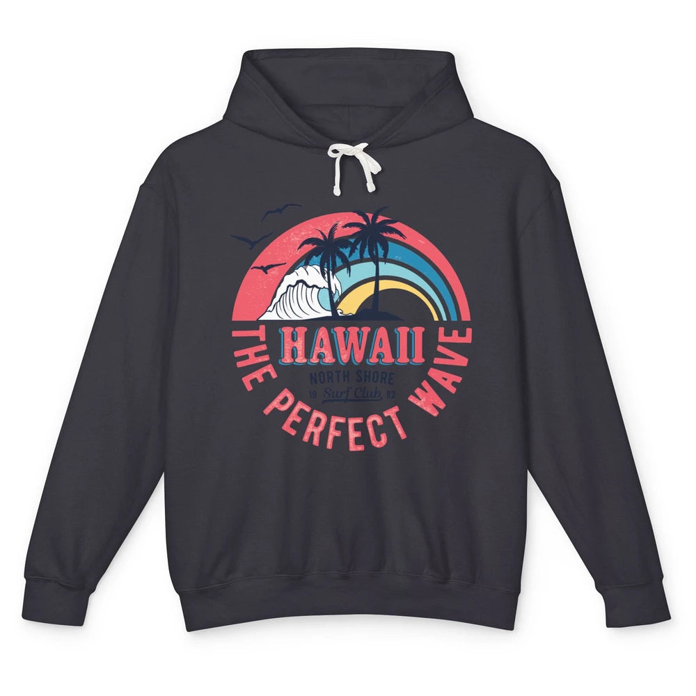 Retro Hawaii North Shore Surf Club Beach Palms Vintage 1980s Unisex Lightweight Hoodie