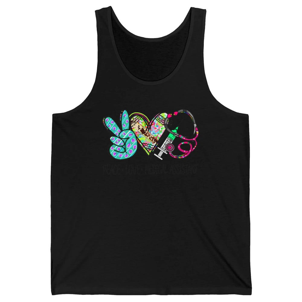Peace Love Medical Assistant Leopard Stethoscope Nurse Life Unisex Jersey Tank