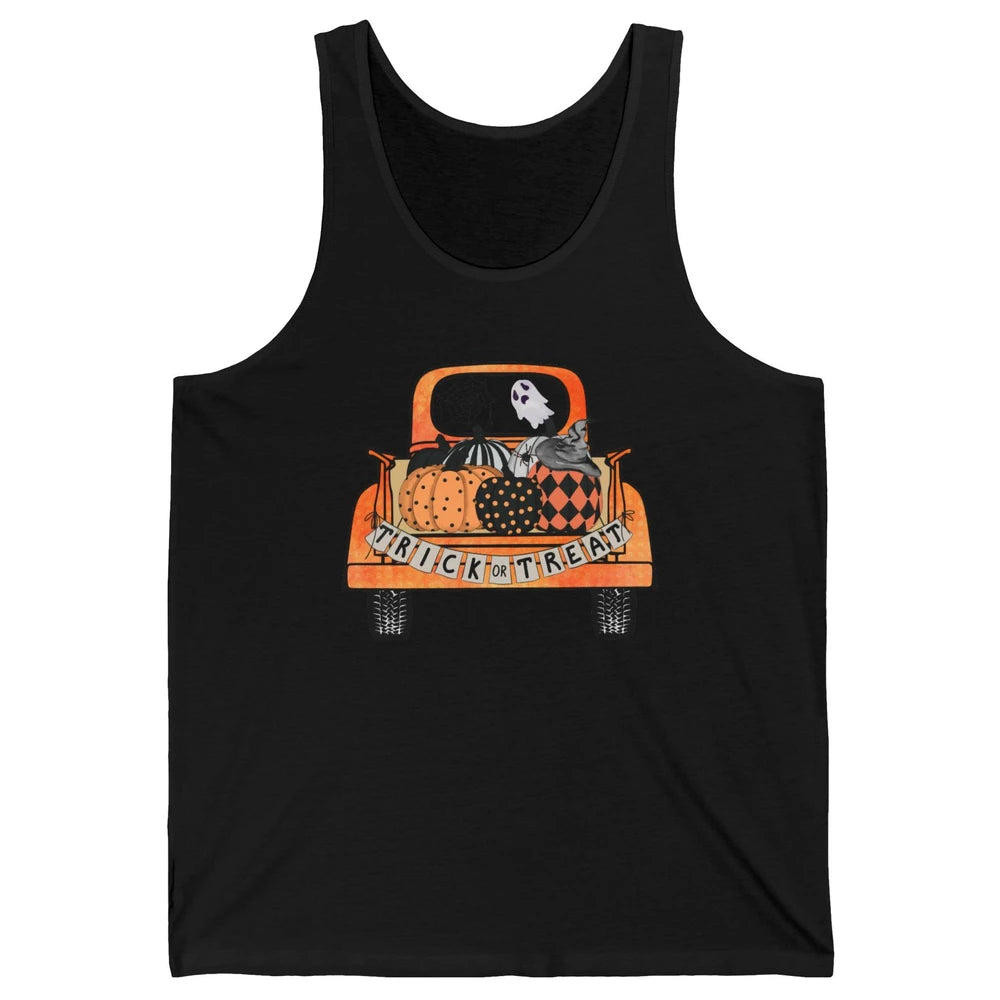 Retro Fall Pumpkin Truck Fall Halloween Trick Or Treat Gift Unisex Jersey Tank