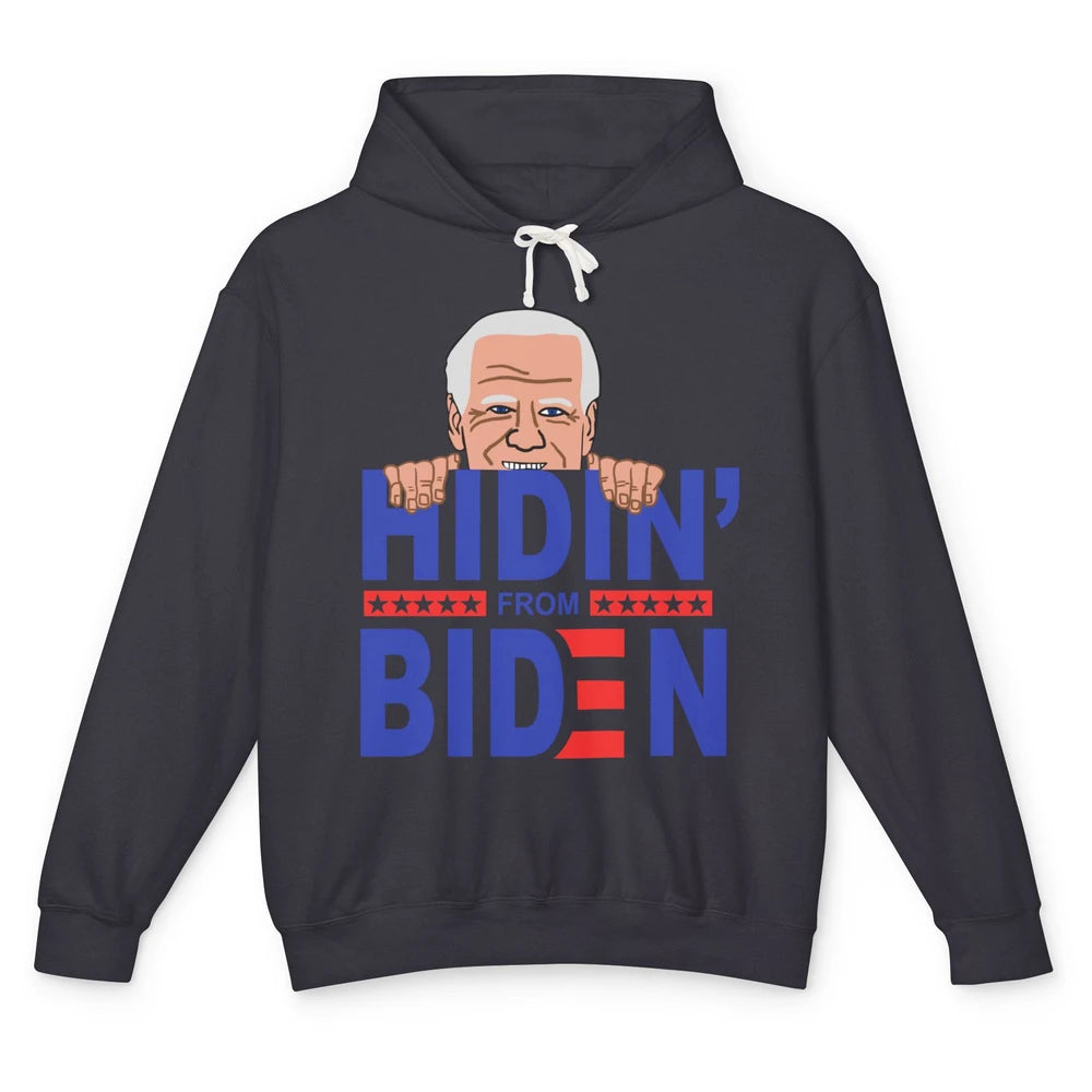 Retro Funny Joe Biden Hiding From Biden Anti Liberal US Flag Unisex Lightweight Hoodie