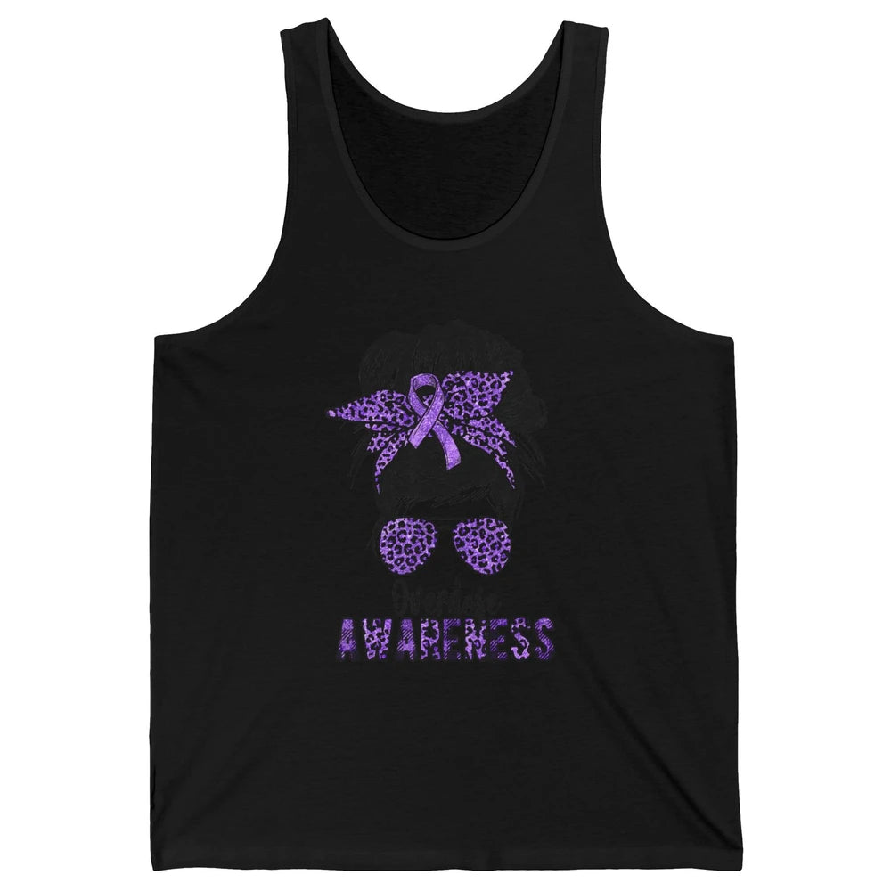 Overdose Awareness Messy Hair Bun Purple Leopard Warrior Unisex Jersey Tank