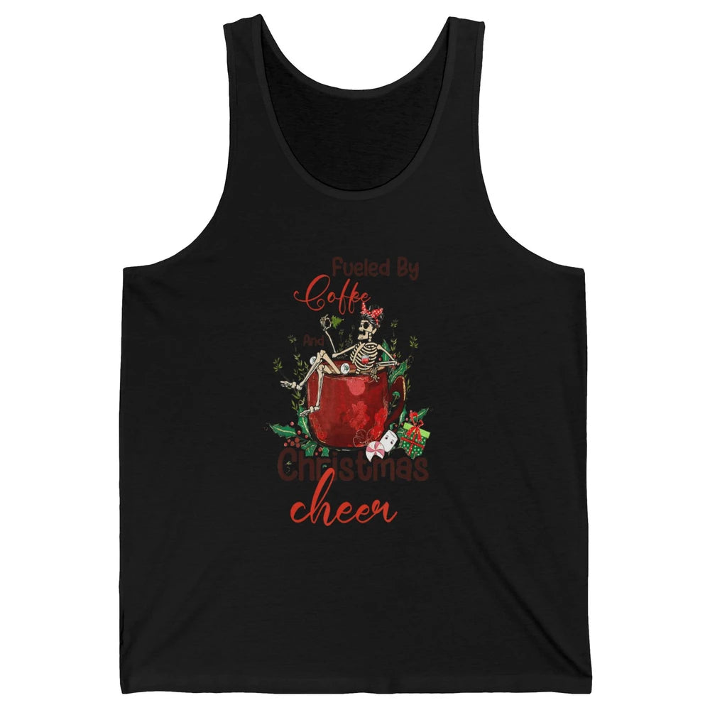 Merry Christmas Skeleton Drink Fueled By Coffee Xmas Latte Unisex Jersey Tank