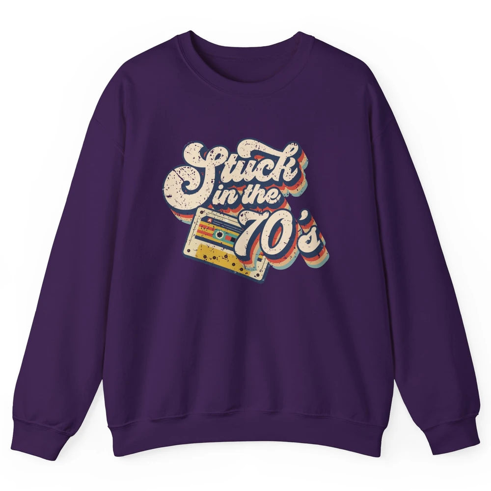 Retro Cassette Stuck In The 70s 1970s Born Birthday Day Gift Unisex Crewneck Sweatshirt