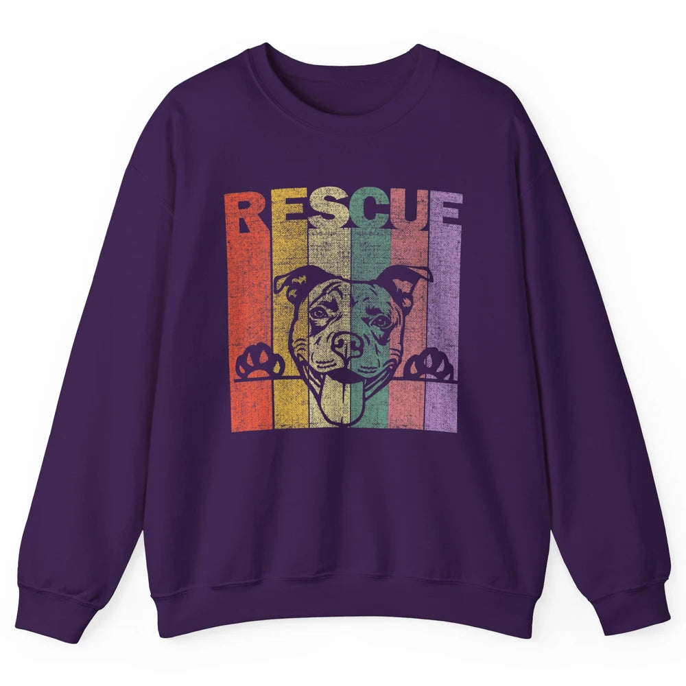 Rescue Dog Pitbull Puppy Adopt Vintage Funny Pet Rescuer Mom Unisex Crewneck Sweatshirt
