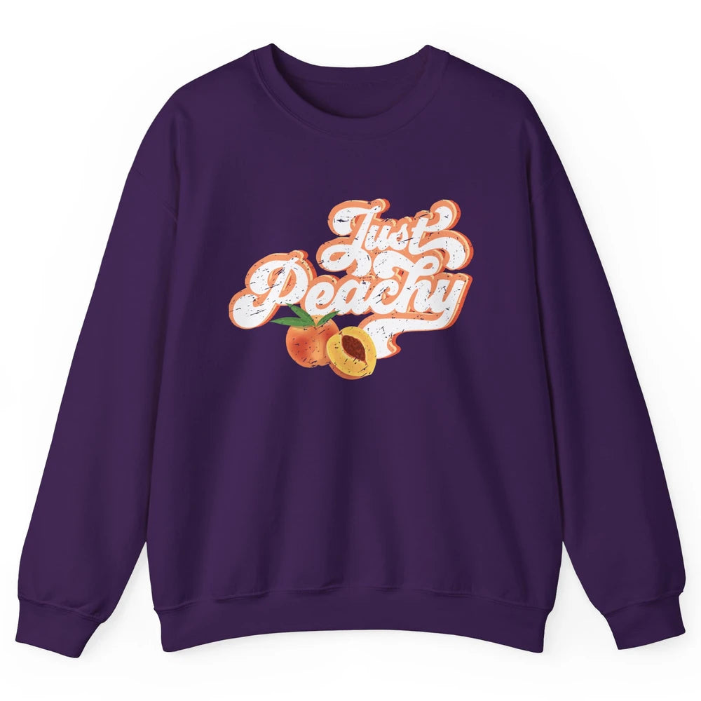 Retro Just Peachy Retro 70s Georgia Peaches Summer Fruit Unisex Crewneck Sweatshirt