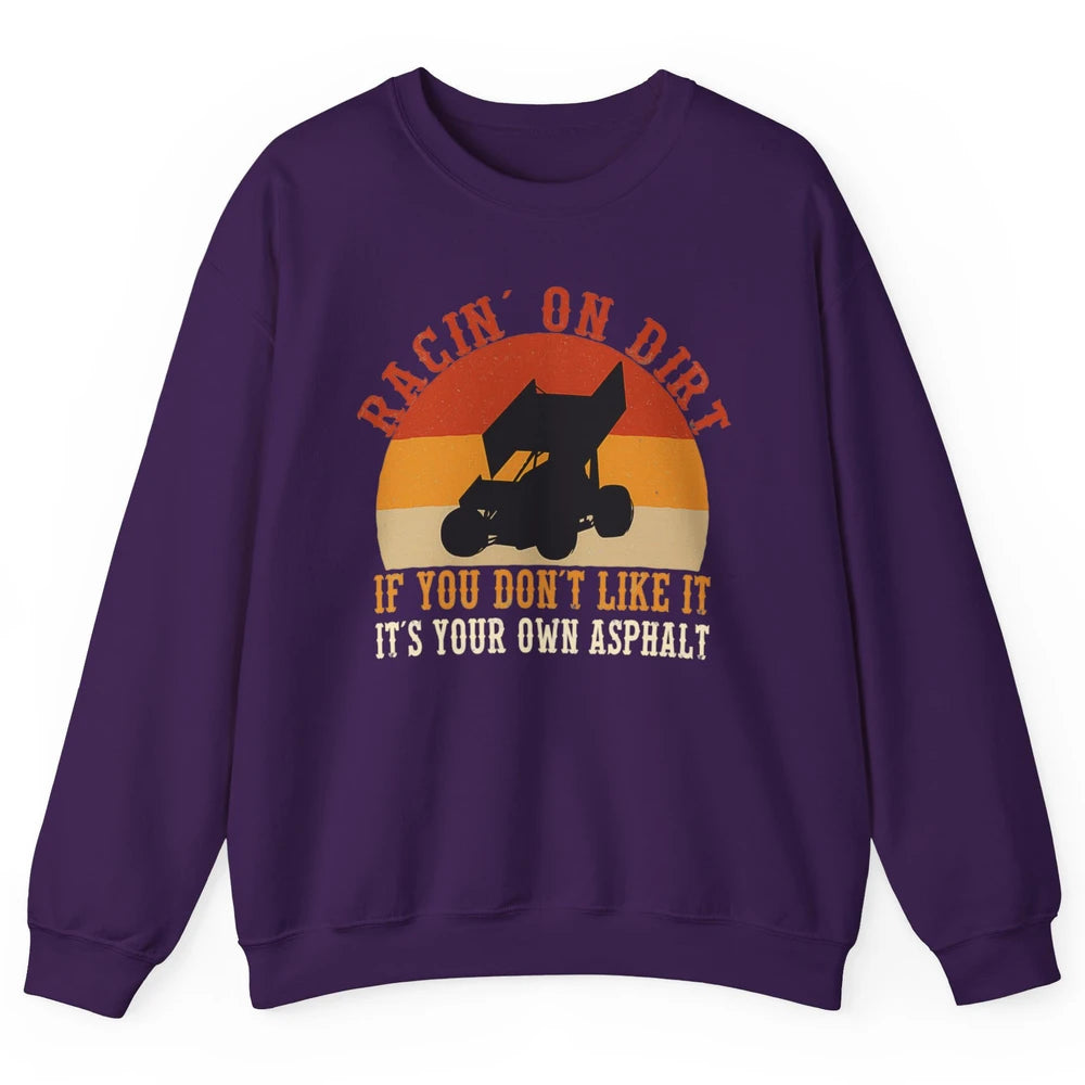 Racing On Dirt Truck Sprint Car Retro Race Track Vintage Unisex Crewneck Sweatshirt