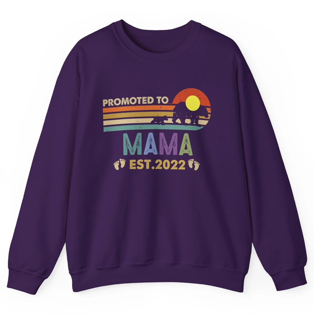 Retro Mama Bear Promoted To Mama Est 2022 First Mothers Day Unisex Crewneck Sweatshirt