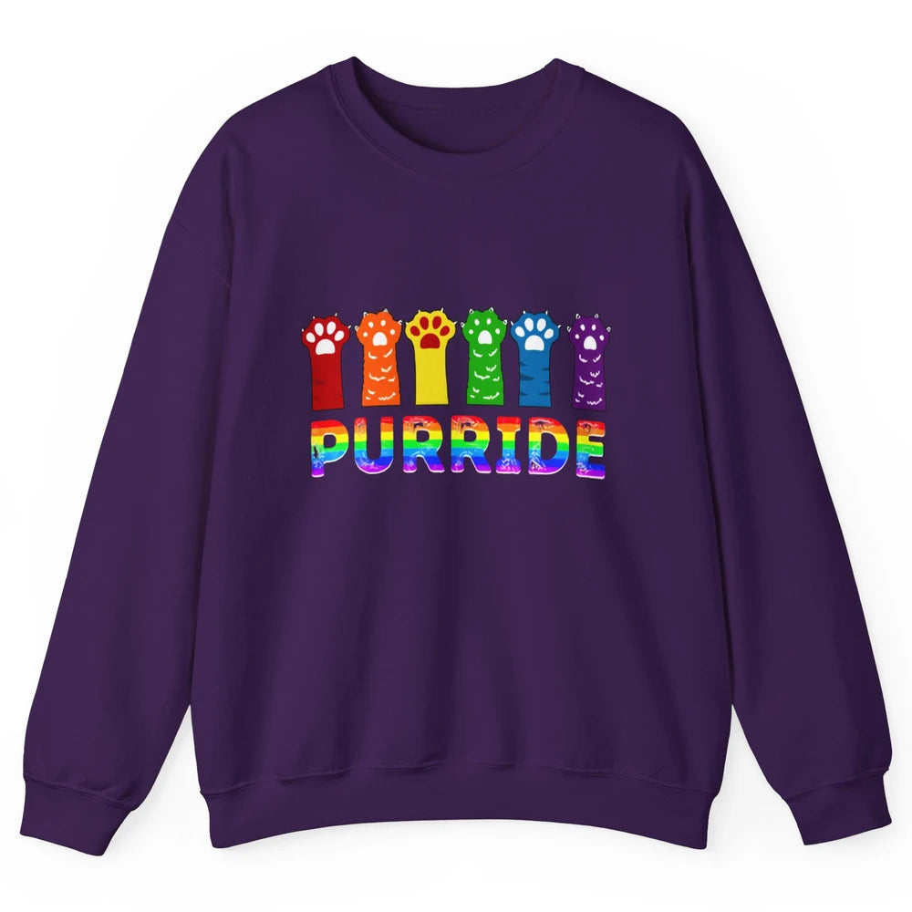 Purride Funny Cat Lover LGBT Pride Awareness Gift LGBT Month Unisex Crewneck Sweatshirt