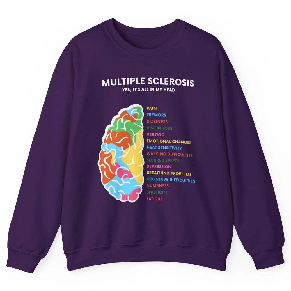 Multiple Sclerosis Awareness Its All In My Head Ms Ribbon Unisex Crewneck Sweatshirt