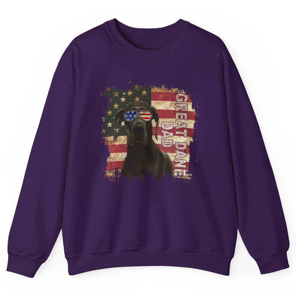 Retro Best Great Dane Dad Ever American Flag 4th Of July Unisex Crewneck Sweatshirt