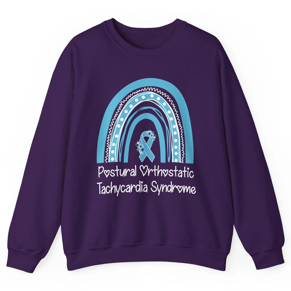Postural Orthostatic Tachycardia Syndrome Turquoise Rainbow Unisex Crewneck Sweatshirt