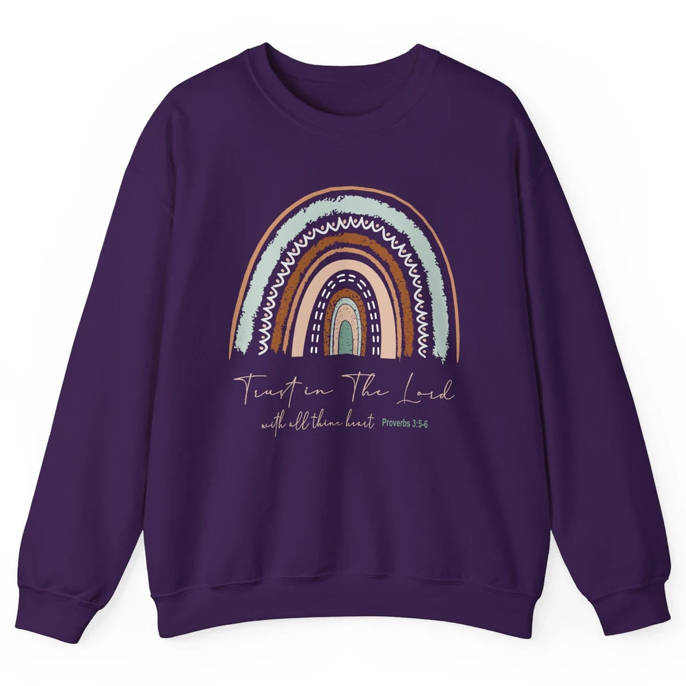 Rainbow Trust In The Lord With All Heart Christian Religious Unisex Crewneck Sweatshirt