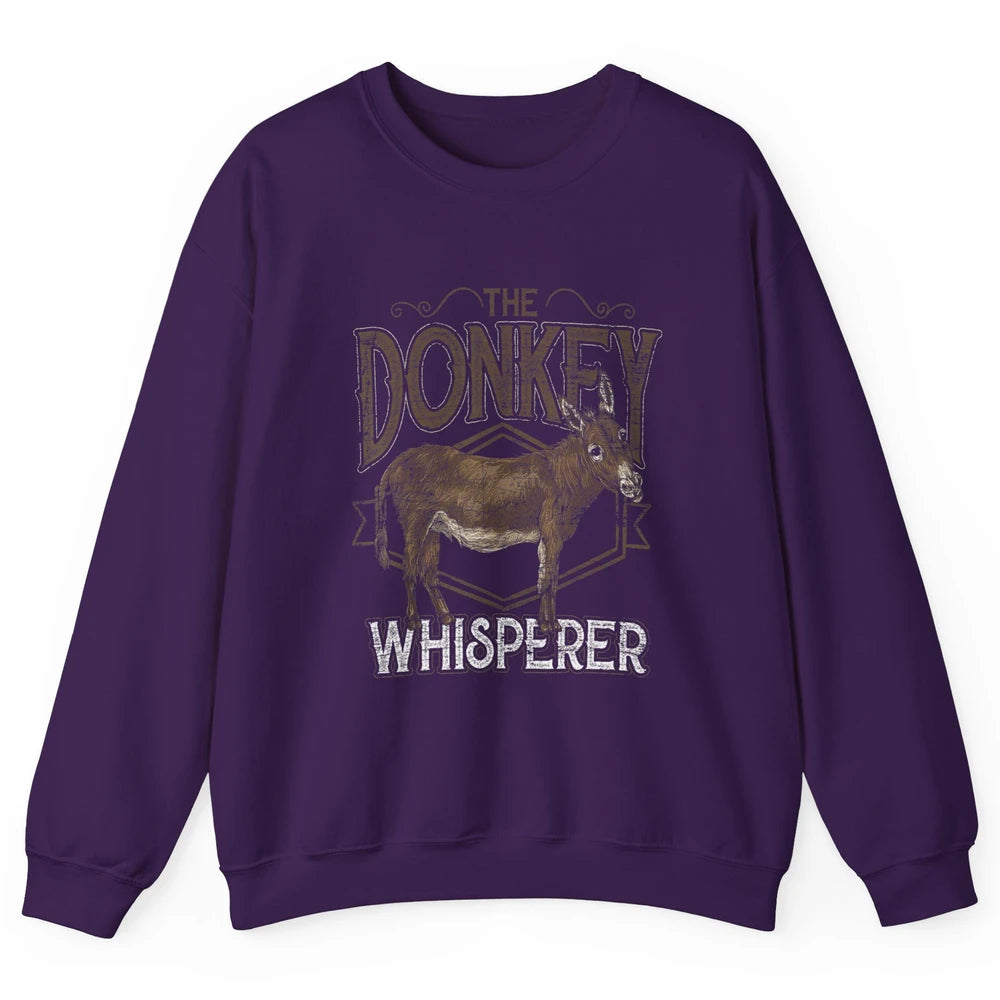 Retro Donkey Whisperer Farming Life Farm Animal Funny Donkey Unisex Crewneck Sweatshirt