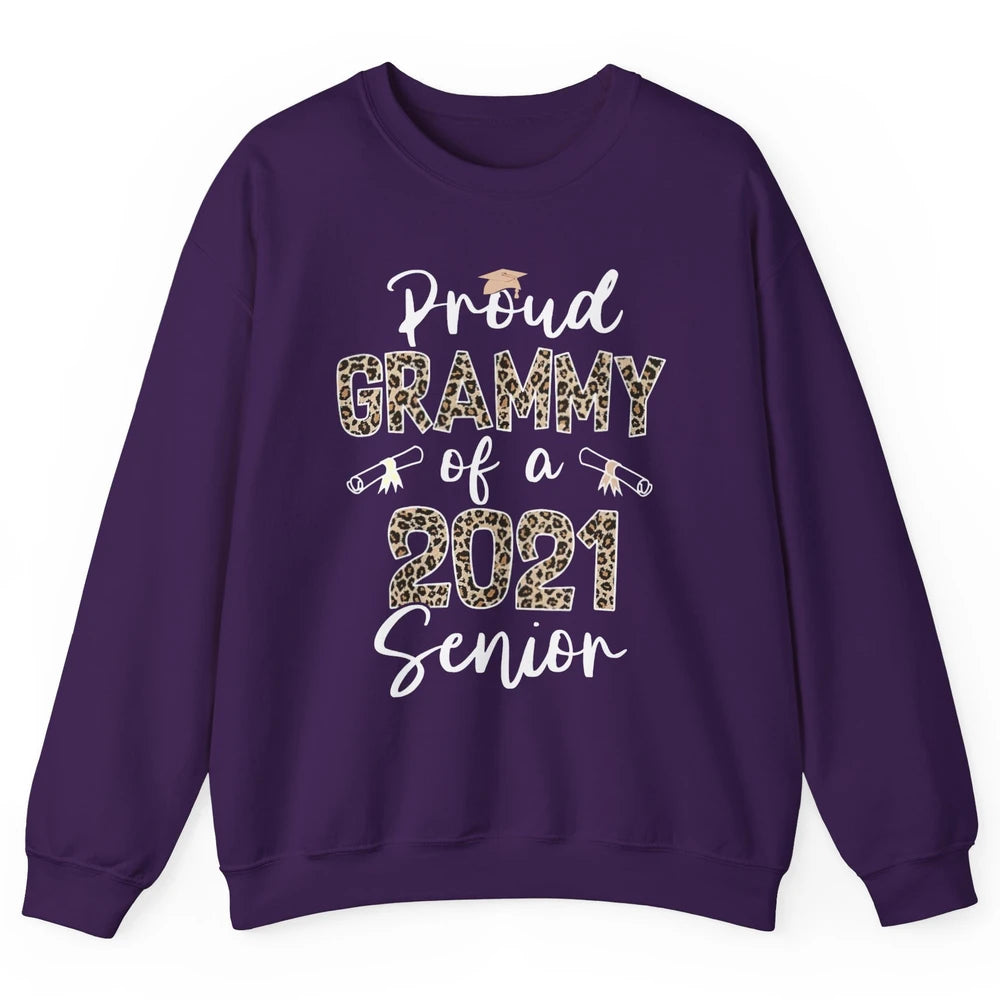 Proud Grammy Of A 2021 Senior Senior 2021 Grad Party Leopard Unisex Crewneck Sweatshirt