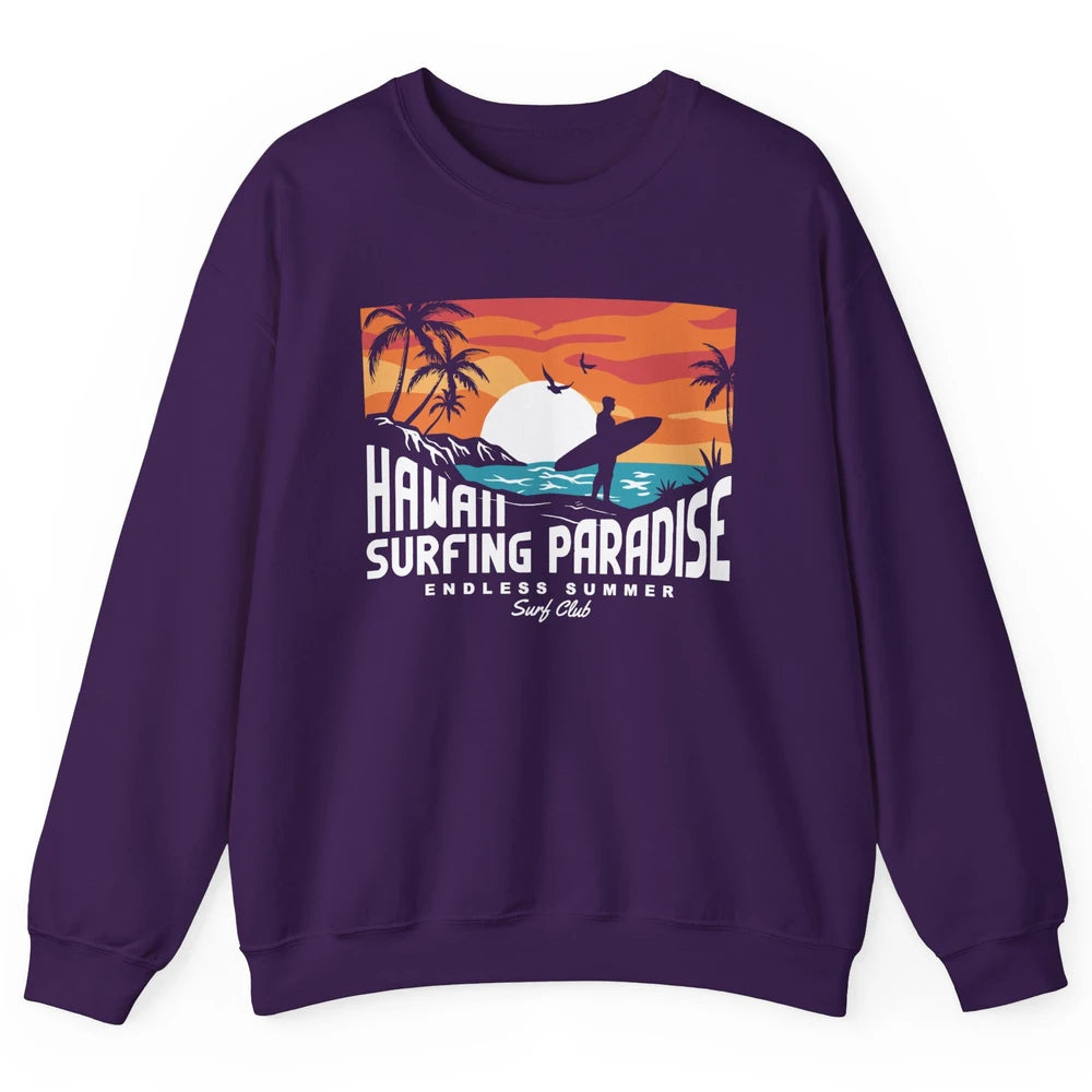 Retro Hawaii Palms Surfing Paradise Surf Club Endless Summer Unisex Crewneck Sweatshirt