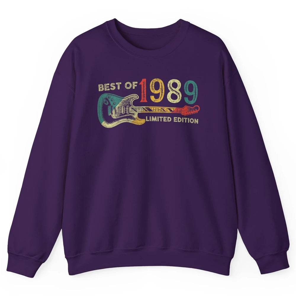 Retro 1989 Electric Guitar Birthday Guitarist Vintage 80s Unisex Crewneck Sweatshirt