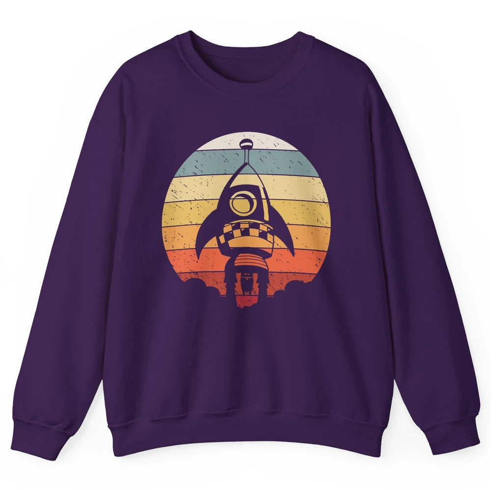 Retro Astronaut Spaceship Spacecraft Spaceman Rocket Launch Unisex Crewneck Sweatshirt
