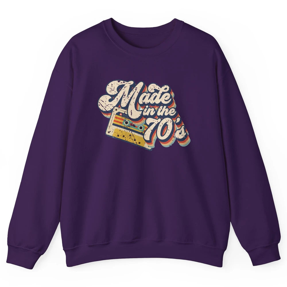 Retro Cassette Made In The 70's 1970s Born Birthday Day Gift Unisex Crewneck Sweatshirt