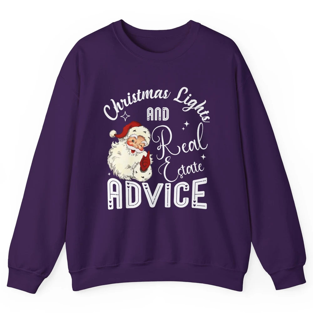 Merry Christmas Xmas Lights Santa Realtor Real Estate Advice Unisex Crewneck Sweatshirt