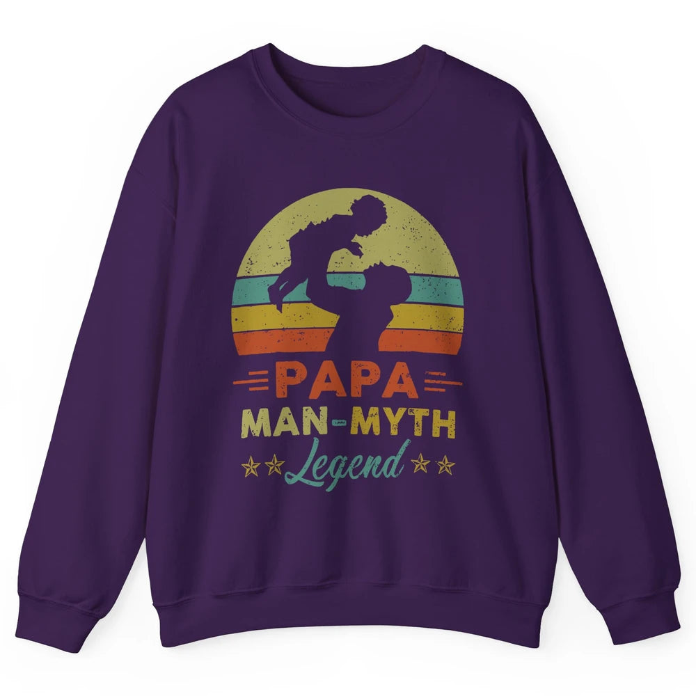Papa Man Myth Legend Fathers Day Vintage Unisex Crewneck Sweatshirt