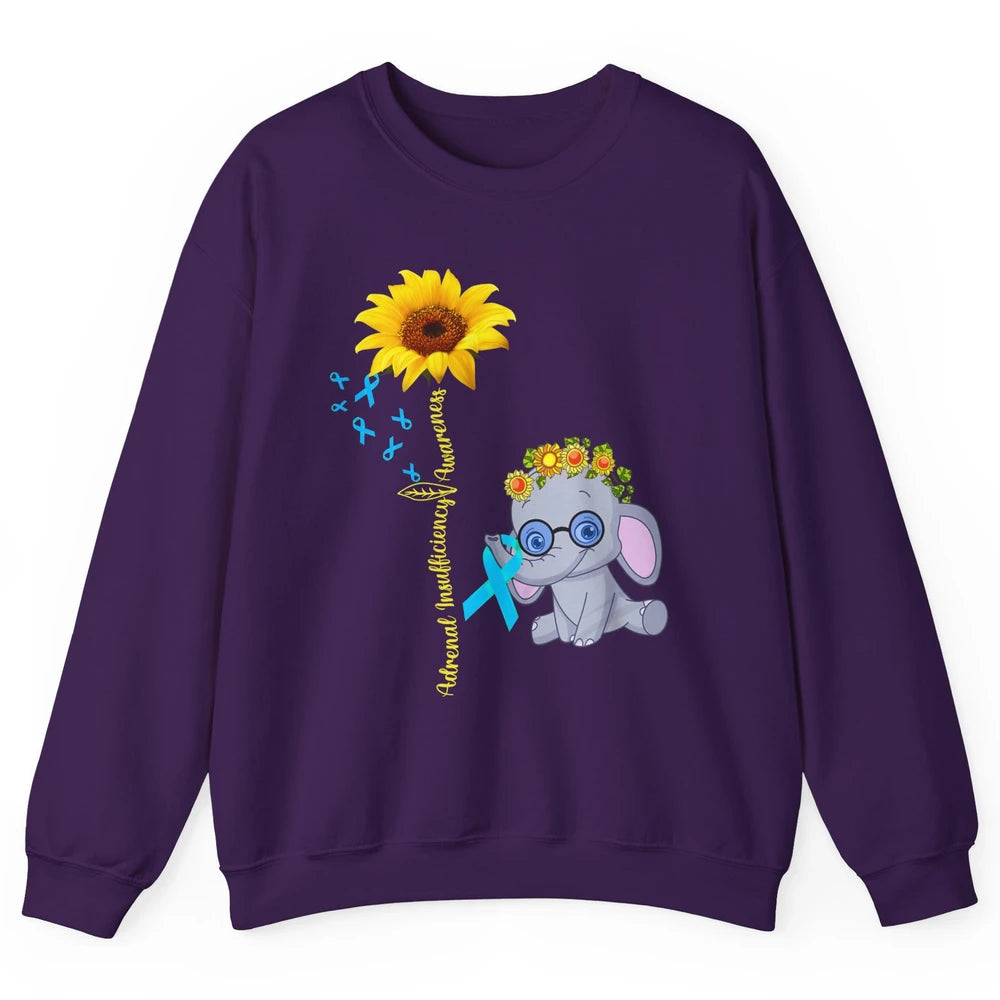 Adrenal Insufficiency Awareness Baby Elephant Sunflower Unisex Crewneck Sweatshirt