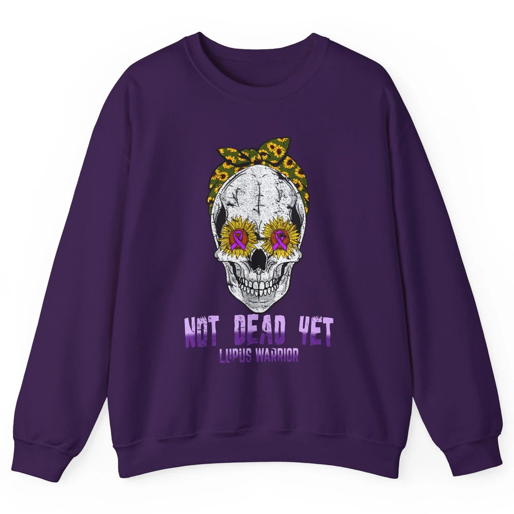 Not Dead Yet Skull Lupus Awareness Funny Sunflower Skeleton Unisex Crewneck Sweatshirt