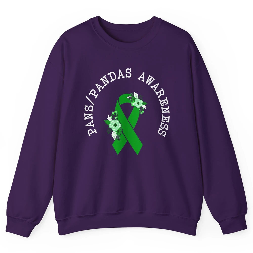 PANS/PANDAS Awareness Floral Green Ribbon Pans Disease Unisex Crewneck Sweatshirt