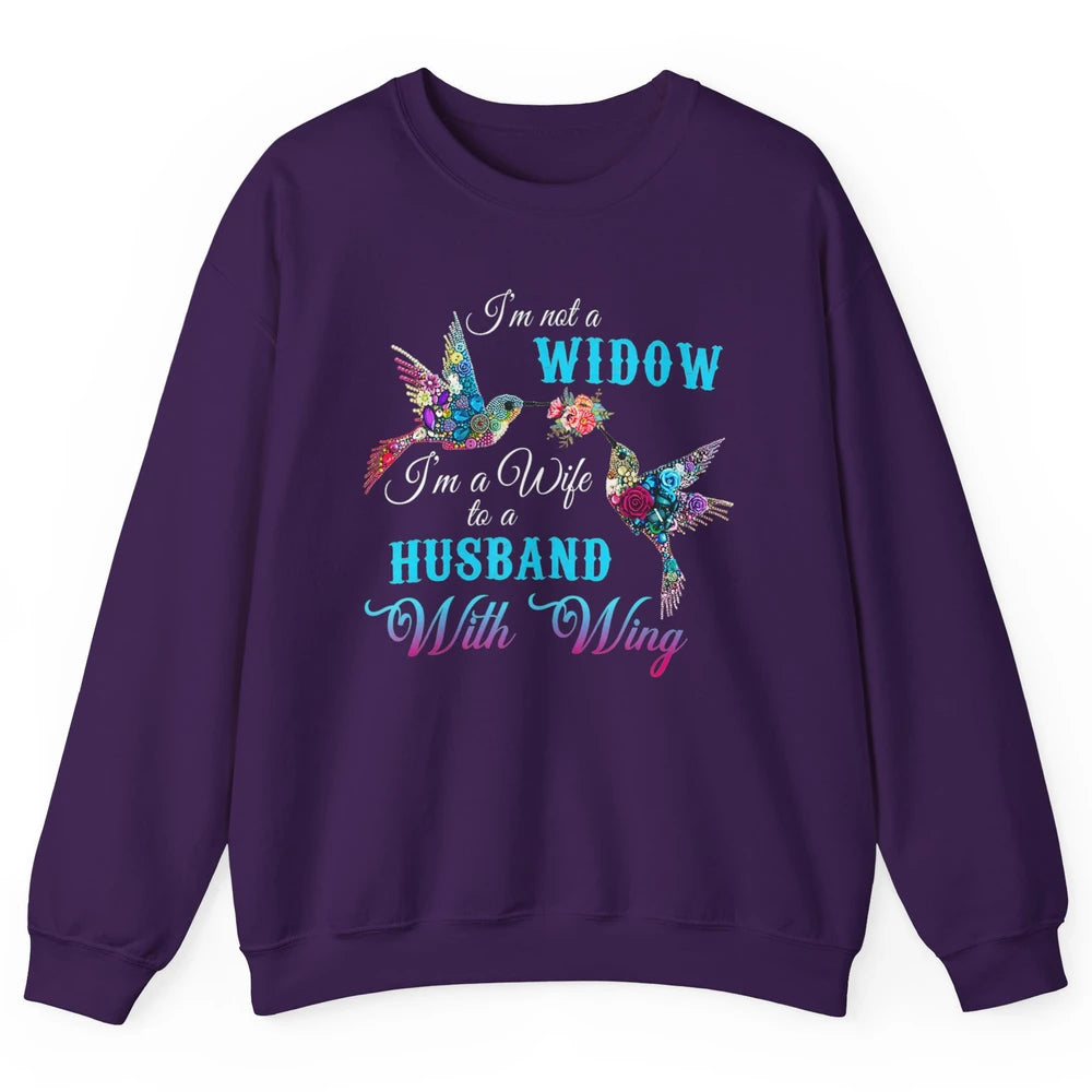 Not Widow Wife Of Husband In Heaven Angel With Wings Birds Unisex Crewneck Sweatshirt