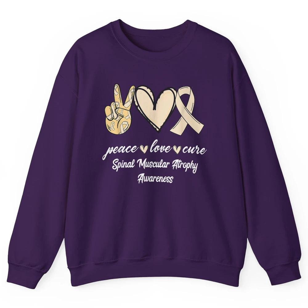 Peace Love Cure Cream Ribbon Spinal Muscular Atrophy SMA Unisex Crewneck Sweatshirt