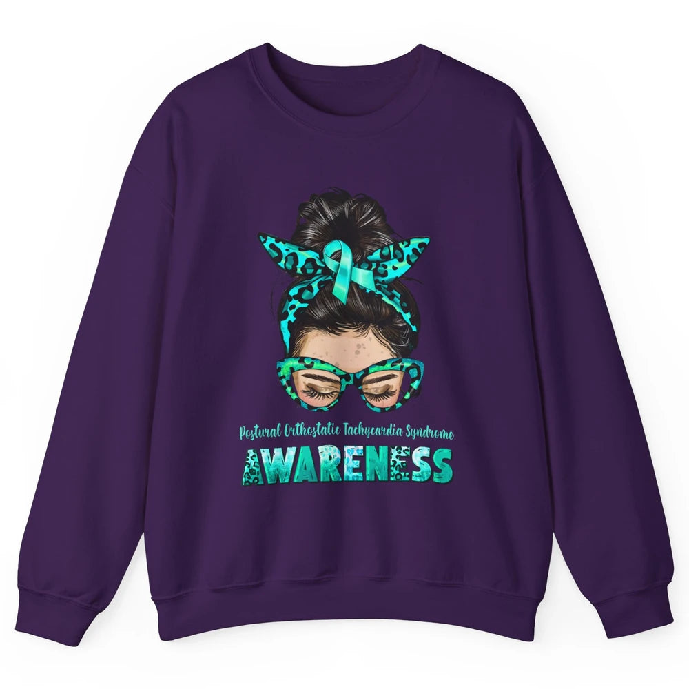 Postural Orthostatic Tachycardia Syndrome Ribbon Messy Bun Unisex Crewneck Sweatshirt