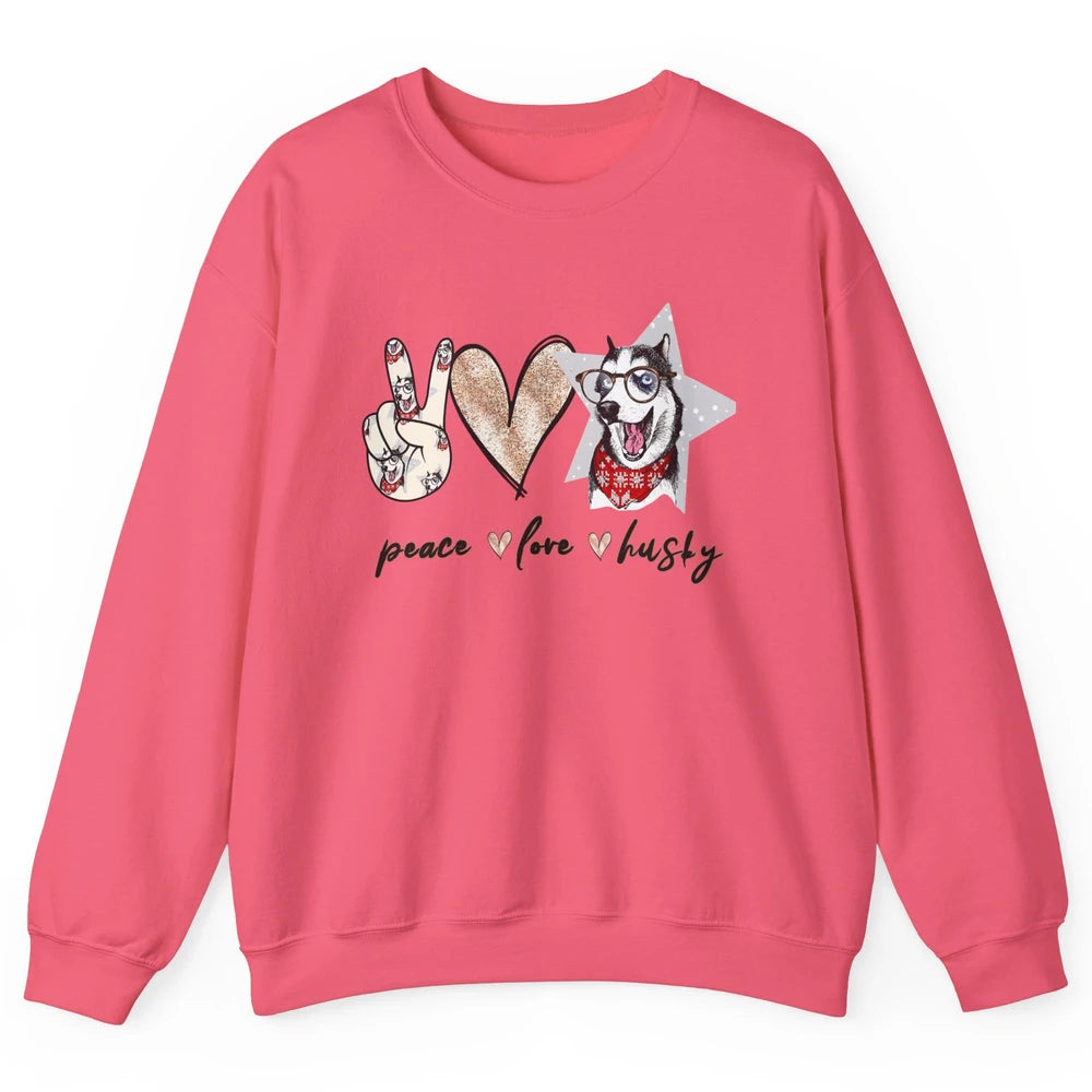Peace Love Husky Funny Siberian Husky Mom Dog Lovers Gift Unisex Crewneck Sweatshirt