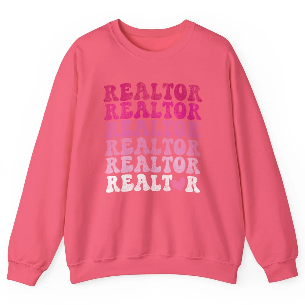 Real Estate Heart Wife Life Pink Realtor Women Close Deal Unisex Crewneck Sweatshirt