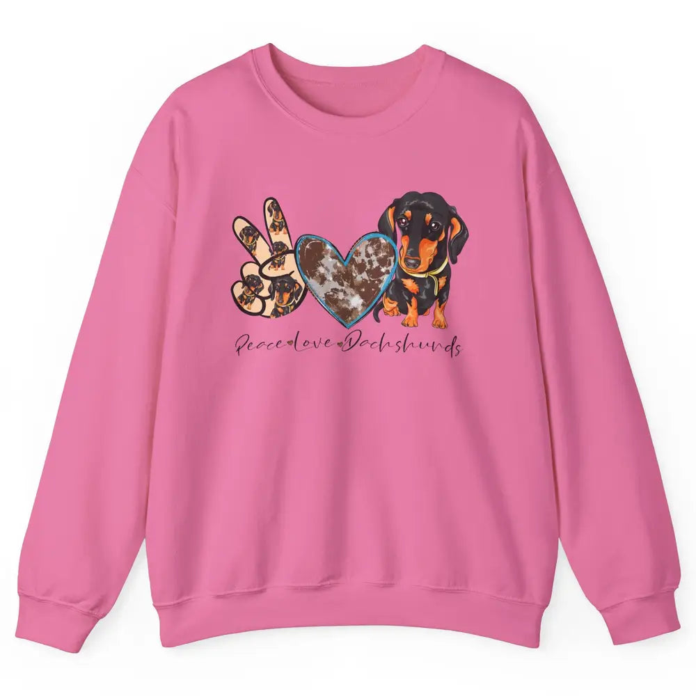 Peace Love Dachshund Dog Mom Dachshund Lovers Wiener Mom Unisex Crewneck Sweatshirt